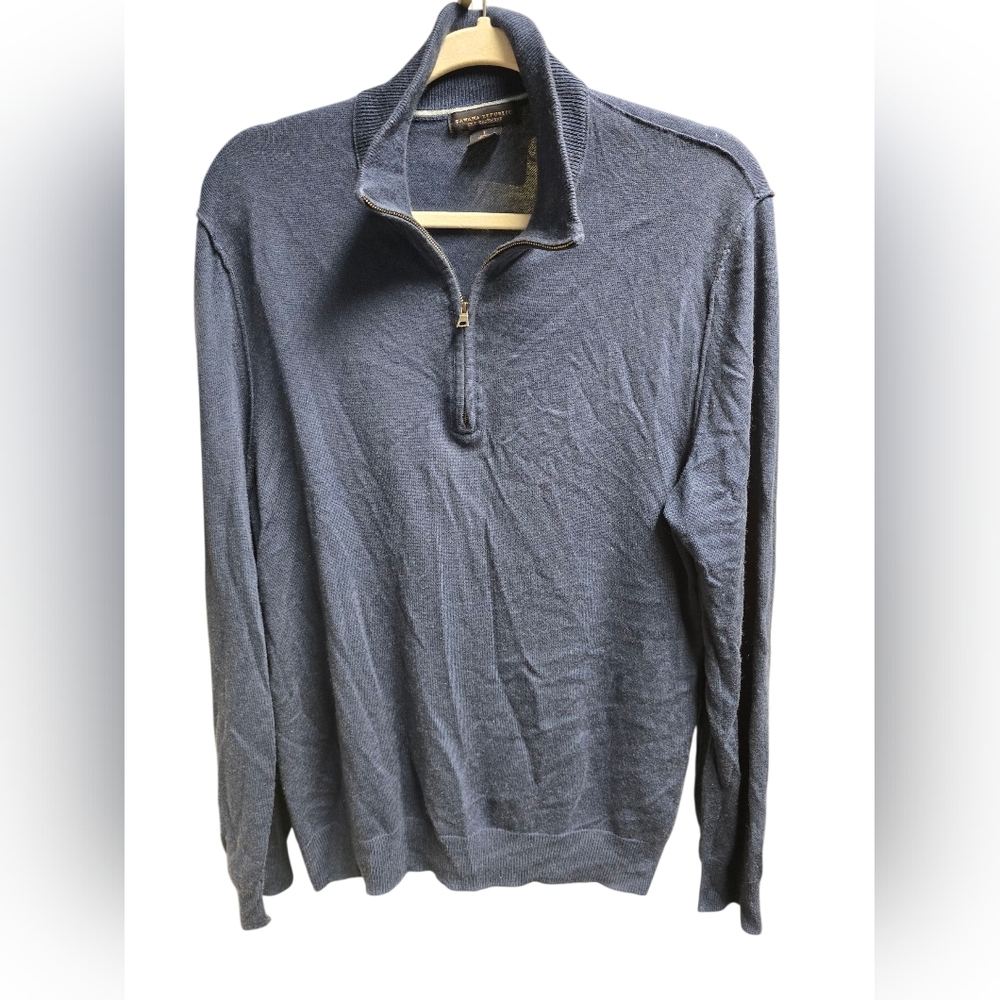 Banana Republic Blue Silk Cashmere Blend Quarter Zip Sweater Sz. L